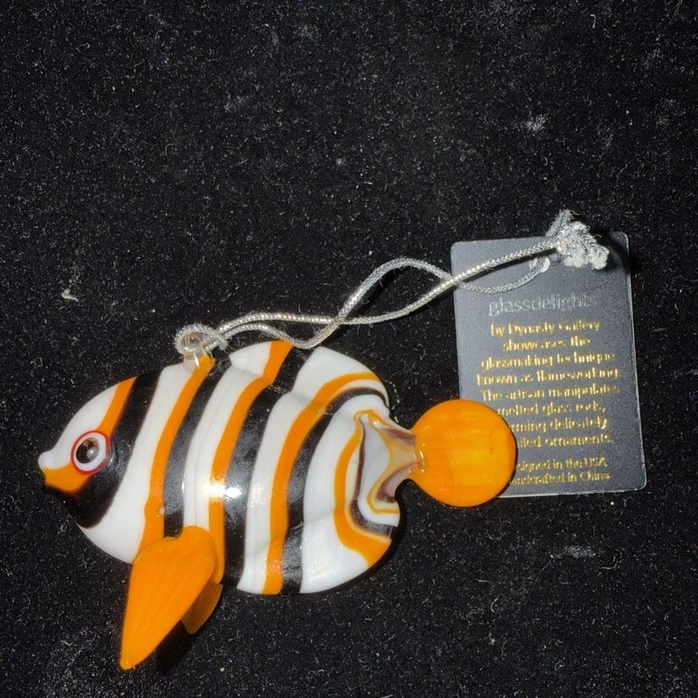Dynasty Gallery Glassdelights Orange Black Sea Life Glass Christmas Ornament4538